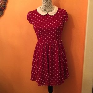 Red and white polka dot dress